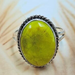 Gaspeite Size US 11 925 Sterling Silver Ring (REXT29-481)