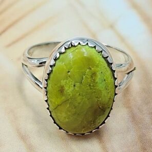 Gaspeite Size US 6 925 Sterling Silver Ring (REXT29-438)