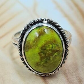 Gaspeite Size US 6 925 Sterling Silver Ring (REXT29-436)