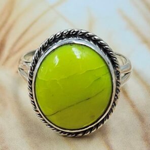Gaspeite Size US 8 925 Sterling Silver Ring (REXT29-450)