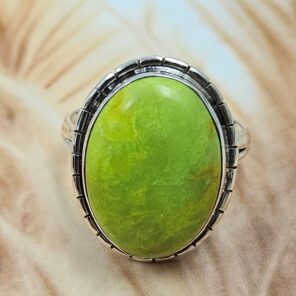 Gaspeite Size US 11 925 Sterling Silver Ring (REXT29-483)