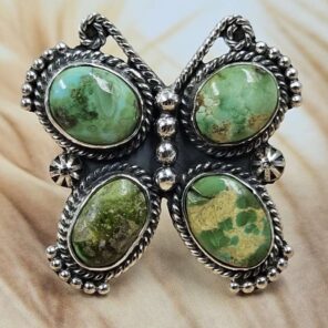 Sonoran Gold Turquoise Butterfly 925 Sterling Silver Ring (REXT166-3)
