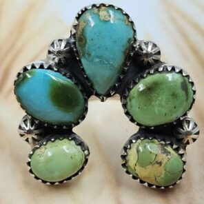 Sonoran Gold Turquoise Naja Size US 7 925 Sterling Silver Ring (REXT166-19)