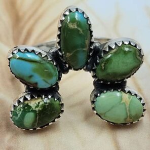 Sonoran Gold Turquoise Naja Size US 8 925 Sterling Silver Ring (REXT166-10)