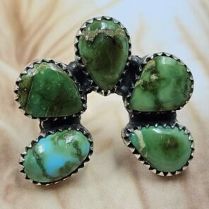 Sonoran Gold Turquoise Naja Size US 7 925 Sterling Silver Ring (REXT166-8)