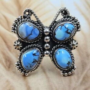 Golden Hills Turquoise Butterfly Size US 9 925 Sterling Silver Ring (REXT166-32)