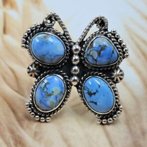 Golden Hills Turquoise Butterfly Size US 10 925 Sterling Silver Ring (REXT166-33)