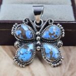 Golden Hills Turquoise Butterfly 925 Sterling Silver Pendant (REXT166-102)