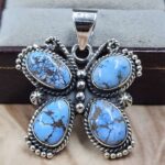 Golden Hills Turquoise Butterfly 925 Sterling Silver Pendant (REXT166-103)