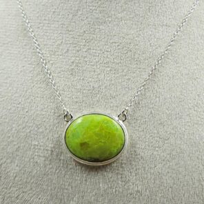 Gaspeite 925 Sterling Silver Necklace (REXT2-111)