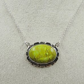 Gaspeite 925 Sterling Silver Necklace (REXT2-112)