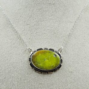 Gaspeite 925 Sterling Silver Necklace (REXT2-113)