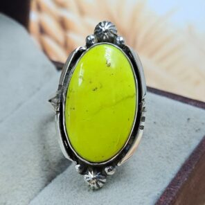 Gaspeite Size US 8 925 Sterling Silver Ring (REXT2-135)