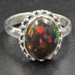 Black Opal 925 Sterling Silver Ring (REXT79-171)