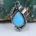 White Water Turquoise 1″ 925 Sterling Silver Pendant (REXT21-245)