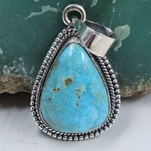 White Water Turquoise 1" 925 Sterling Silver Pendant (REXT21-221)