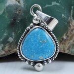 White Water Turquoise 1" 925 Sterling Silver Pendant (REXT21-194)