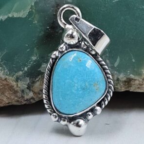 Blue Ridge Turquoise 1" 925 Sterling Silver Pendant (REXT21-199)