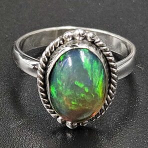 Black Opal 925 Sterling Silver Ring (REXT79-175)