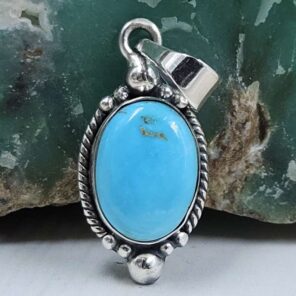 White Water Turquoise 1" 925 Sterling Silver Pendant (REXT21-184)
