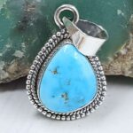 White Water Turquoise 1" 925 Sterling Silver Pendant (REXT21-204)
