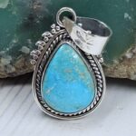 White Water Turquoise 0.8″ 925 Sterling Silver Pendant (REXT21-224)