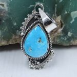 White Water Turquoise 1″ 925 Sterling Silver Pendant (REXT21-244)