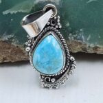 White Water Turquoise 1″ 925 Sterling Silver Pendant (REXT21-247)