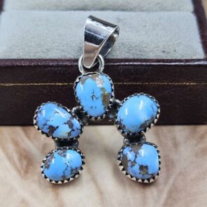 Golden Hills Turquoise Naja 925 Sterling Silver Pendant (REXT166-92)