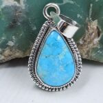 White Water Turquoise 1" 925 Sterling Silver Pendant (REXT21-218)
