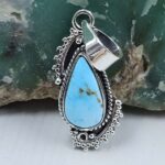White Water Turquoise 1″ 925 Sterling Silver Pendant (REXT21-246)