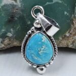 White Water Turquoise 1" 925 Sterling Silver Pendant (REXT21-185)