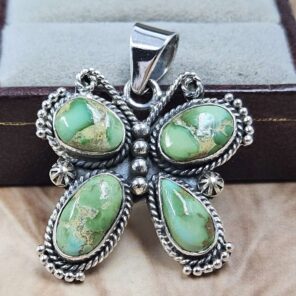 Sonoran Gold Turquoise Butterfly 925 Sterling Silver Pendant (REXT166-108)