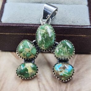 Sonoran Gold Turquoise Naja 925 Sterling Silver Pendant (REXT166-114)