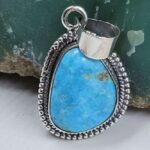 White Water Turquoise 1" 925 Sterling Silver Pendant (REXT21-205)