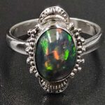 Black Opal 925 Sterling Silver Ring (REXT79-185)