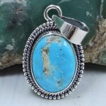 White Water Turquoise 1" 925 Sterling Silver Pendant (REXT21-211)