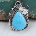 White Water Turquoise 0.8″ 925 Sterling Silver Pendant (REXT21-233)