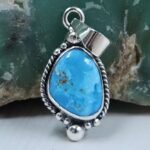 White Water Turquoise 1" 925 Sterling Silver Pendant (REXT21-195)