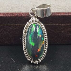 Black Opal 1" 925 Sterling Silver Pendant (REXT79-162)