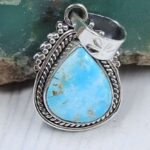 White Water Turquoise 0.8″ 925 Sterling Silver Pendant (REXT21-227)