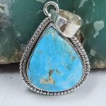 White Water Turquoise 1.1" 925 Sterling Silver Pendant (REXT21-220)