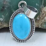 White Water Turquoise 1" 925 Sterling Silver Pendant (REXT21-212)