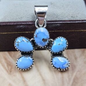 Golden Hills Turquoise Naja 925 Sterling Silver Pendant (REXT166-87)