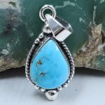 White Water Turquoise 1" 925 Sterling Silver Pendant (REXT21-187)