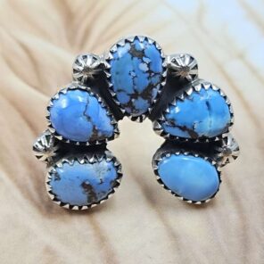 Golden Hills Turquoise Naja Size US 8 925 Sterling Silver Ring (REXT166-42)