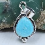 White Water Turquoise 1" 925 Sterling Silver Pendant (REXT21-188)