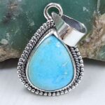 White Water Turquoise 1" 925 Sterling Silver Pendant (REXT21-216)
