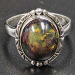 Black Opal 925 Sterling Silver Ring (REXT79-180)