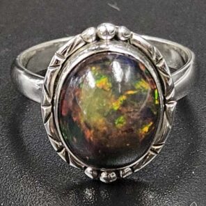 Black Opal 925 Sterling Silver Ring (REXT79-180)